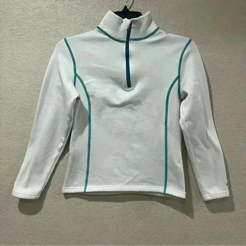 Obermeyer Solace Top Girls Sz Medium White 1/4 Zip Sweater #37010 Ski Snowboard